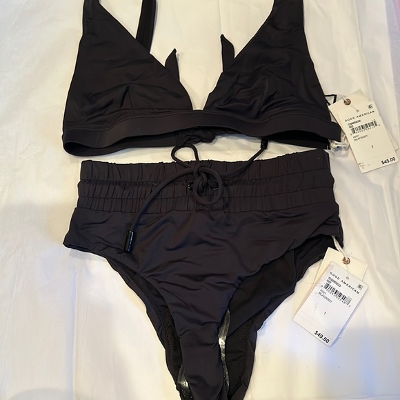 NWT GOOD AMERICAN high waist black bikini size S/M - Picture 6 of 14